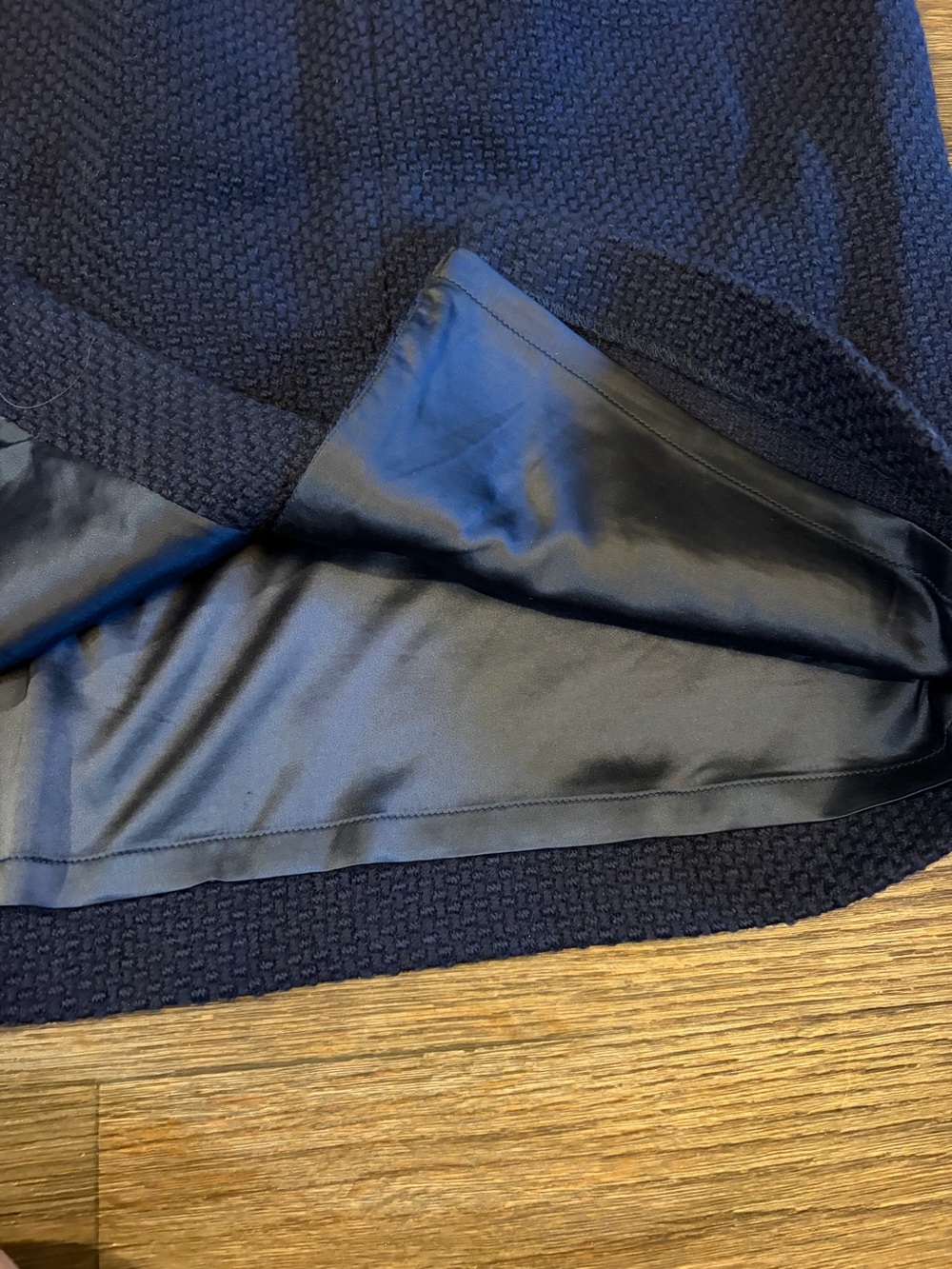 Boden Women’s Wool Blend Textured Navy Blue Dark Chic Academia Pencil Skirt SZ 6 - Picture 7 of 8